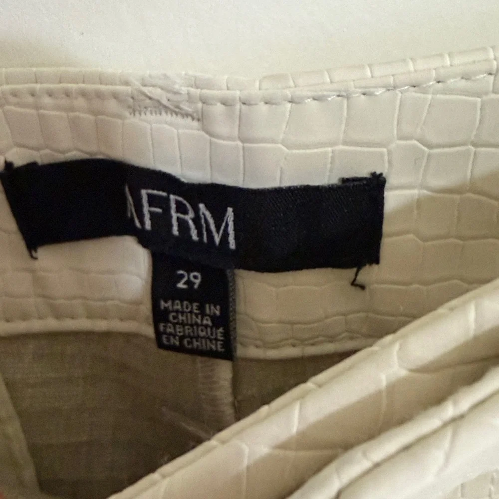 AFRM Croc-Embossed Cream Wide Leg Trousers Cut out Faux Leather | 29